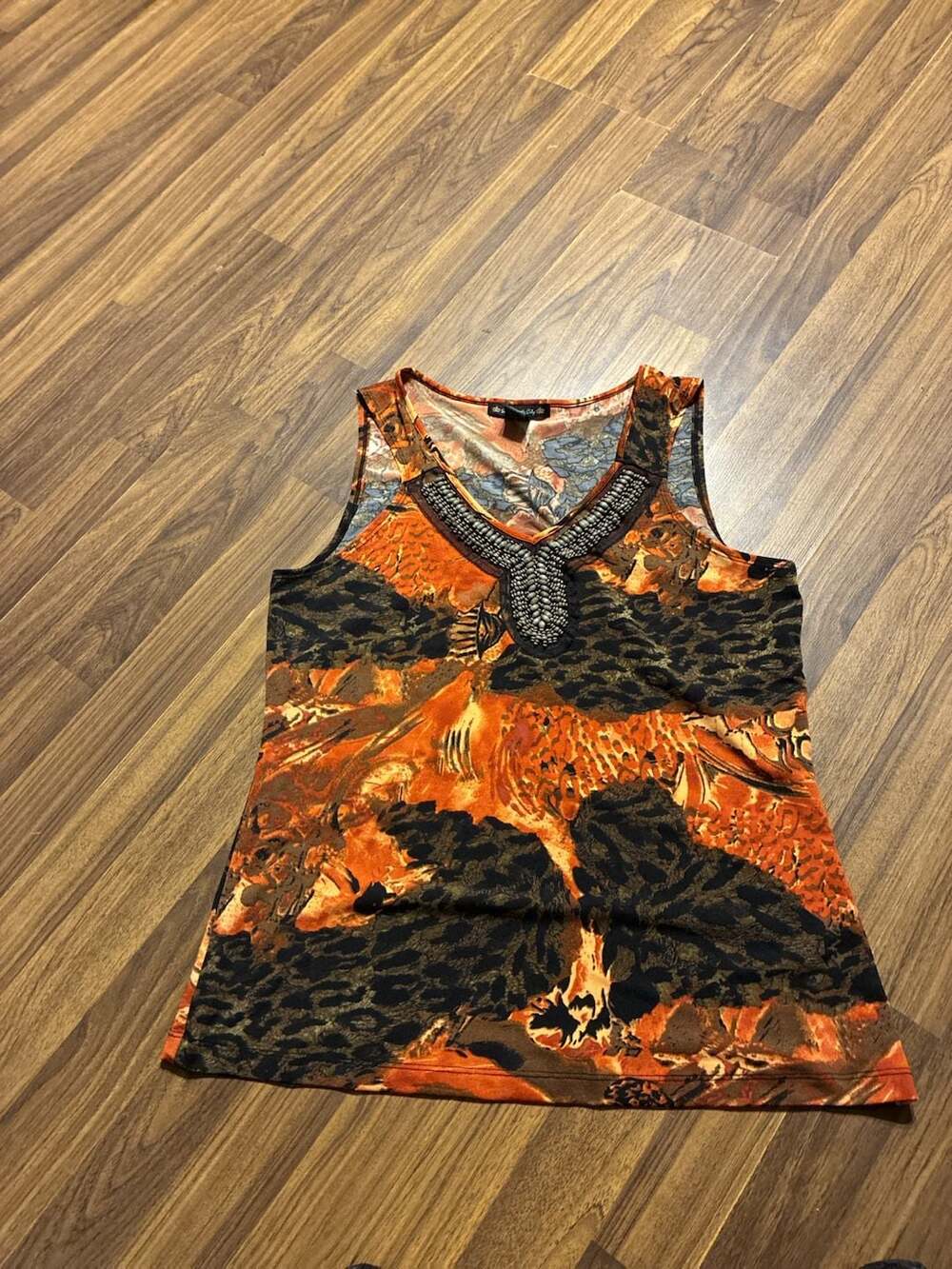 Suzie in the City Sleeveless Beaded Tank Top Blouse XL